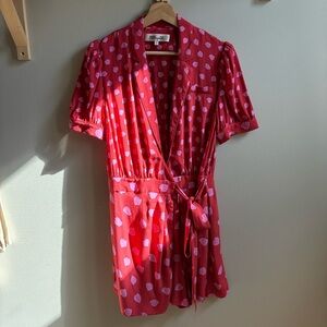 Diane Von Furstenberg Candra Wrap-effect Printed Crepe Playsuit In Red Size 8